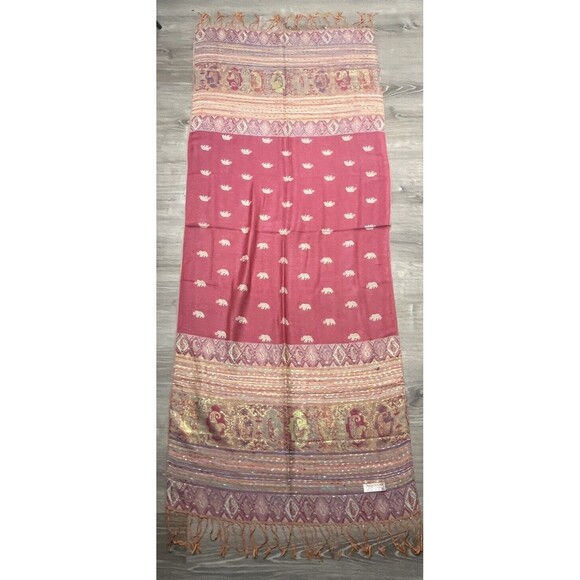 Elephant Scarf Shawl Wrap Fringe Tassel Paisley Boho Peasant Hippie Soft New - Picture 2 of 2